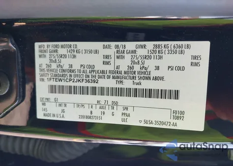 2018 Ford F-150 Xl from USA, damaged, VIN 1FTEW1CP2JKF36392